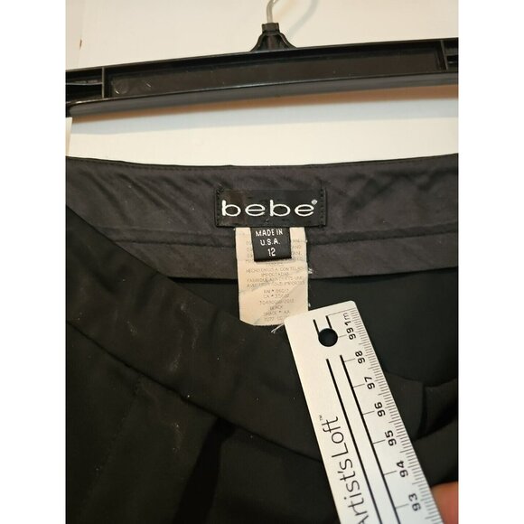 BEBE Women's sz 12 Black Wide Leg 32in Slacks Dress Pants Office Career Business - Picture 2 of 10